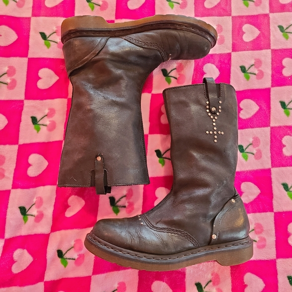 Dr. Martens Shoes - Dr. Martens Alexia mid-calf black leather studded boots